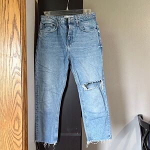 Women’s Topshop Size 28x30 Distressed Light Wash Straight Leg Jeans